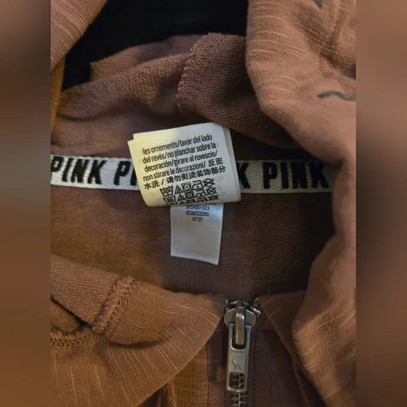 PINK Victoria Secret Pullover Hoodie 1/4 Zip Long Sleeve Pink Dusty Rose Size M - Picture 8 of 9